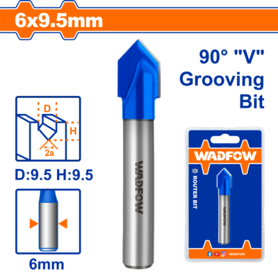 Mũi phay gỗ cắt rãnh V 6x9.5mm Hiệu WADFOW WRG2403