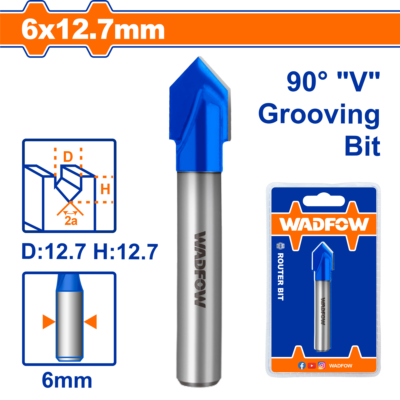 Mũi phay gỗ cắt rãnh V 6x12.7mm Hiệu WADFOW WRG2404