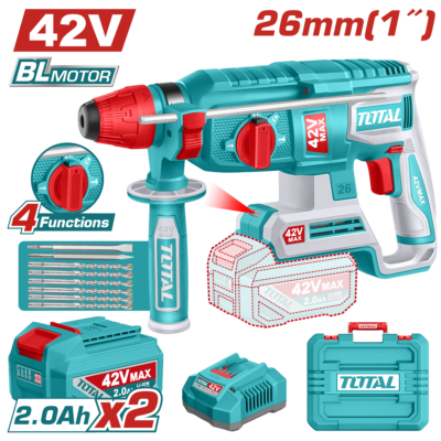Máy khoan bê tông không chổi than dùng pin Lithium-ion 42V Total TRHLI422682