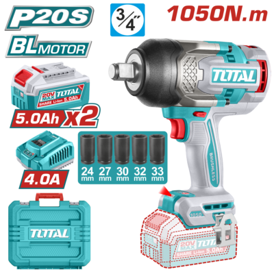 Máy siết buloong cầm tay không chổi than dùng pin Lithium-ion 20V Total TIWLI20105