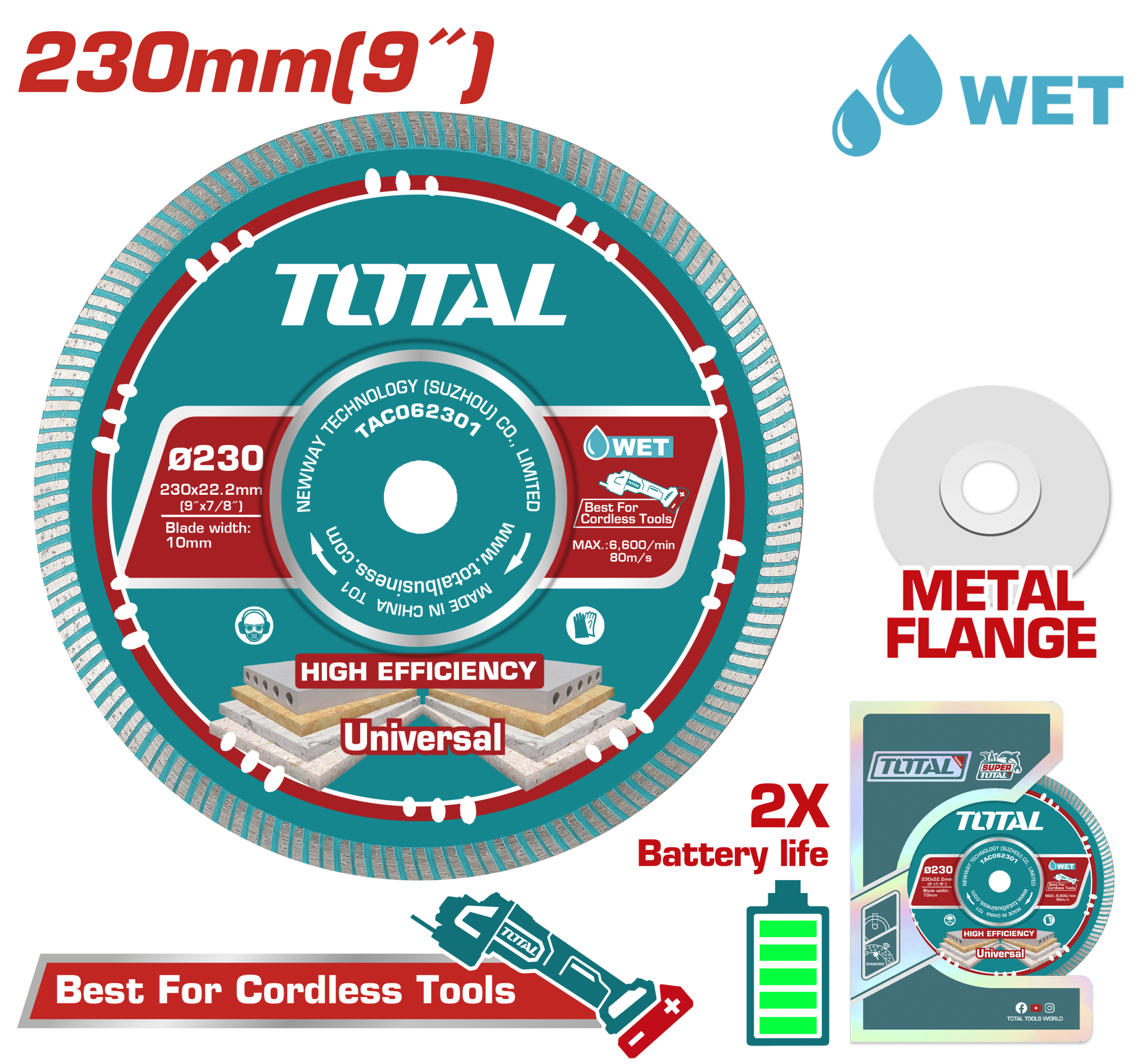 Đĩa cắt gạch siêu mỏng 230mm Total TAC062301