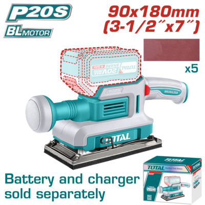 Máy chà nhám hình chữ nhật không chổi than dùng pin 20V (không kèm pin & sạc) Total TFSLI2031