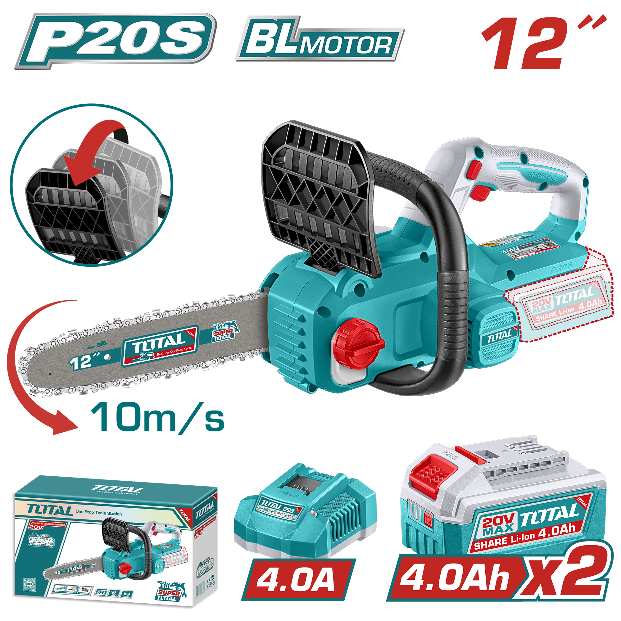 Máy cưa xích 12" cầm tay không chổi than dùng pin lithium-ion TGSLI201262