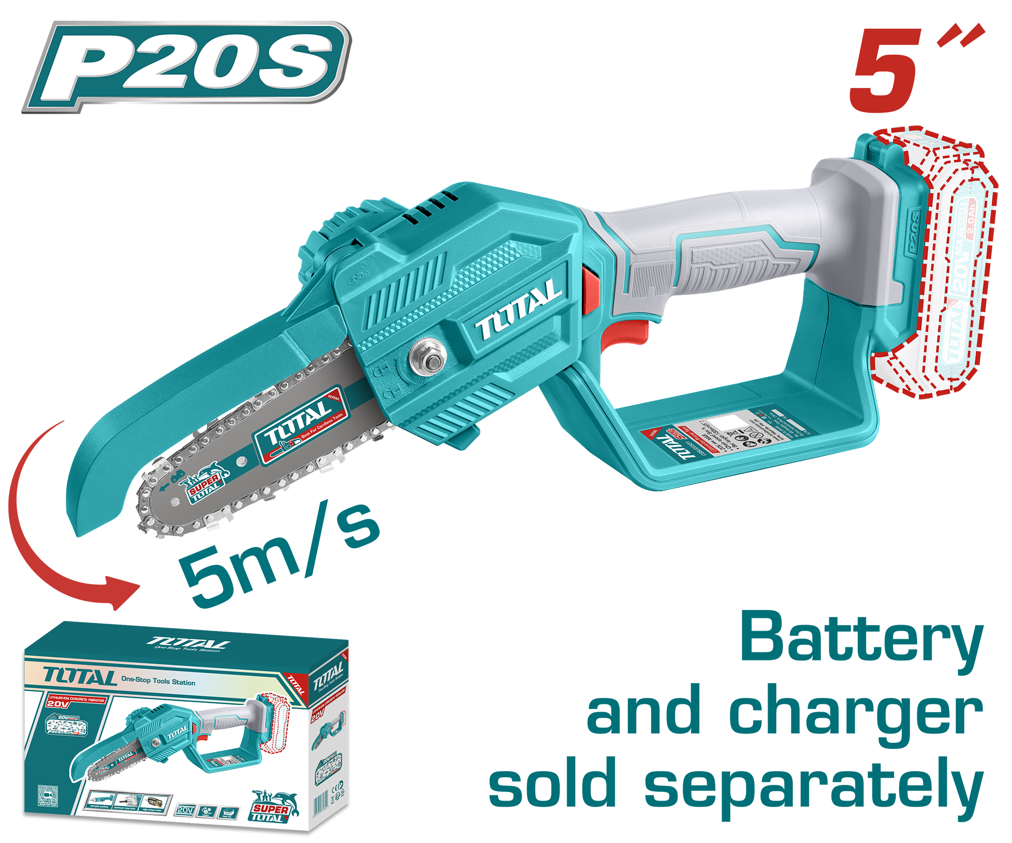 Máy cắt/cưa cành dùng pin Lithium-ion 20V hiệu Total TGSLI2058