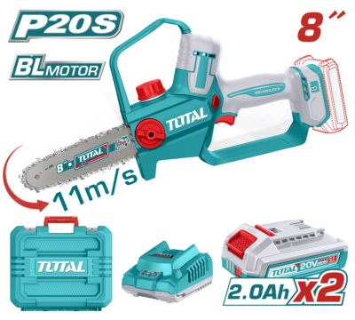 Máy cắt cành cưa xích không chổi than cầm tay dùng pin Lithium-ion 20V hiệu Total TGSLI20882