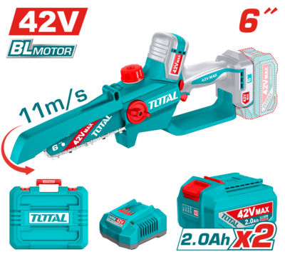 Máy cắt tỉa cành cưa gỗ cầm tay không chổi than dùng pin Lithium-ion 42V hiệu Total TGSLI42681