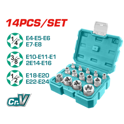 Bộ 14 đầu tuýp loại E hiệu Total THKTETS0114