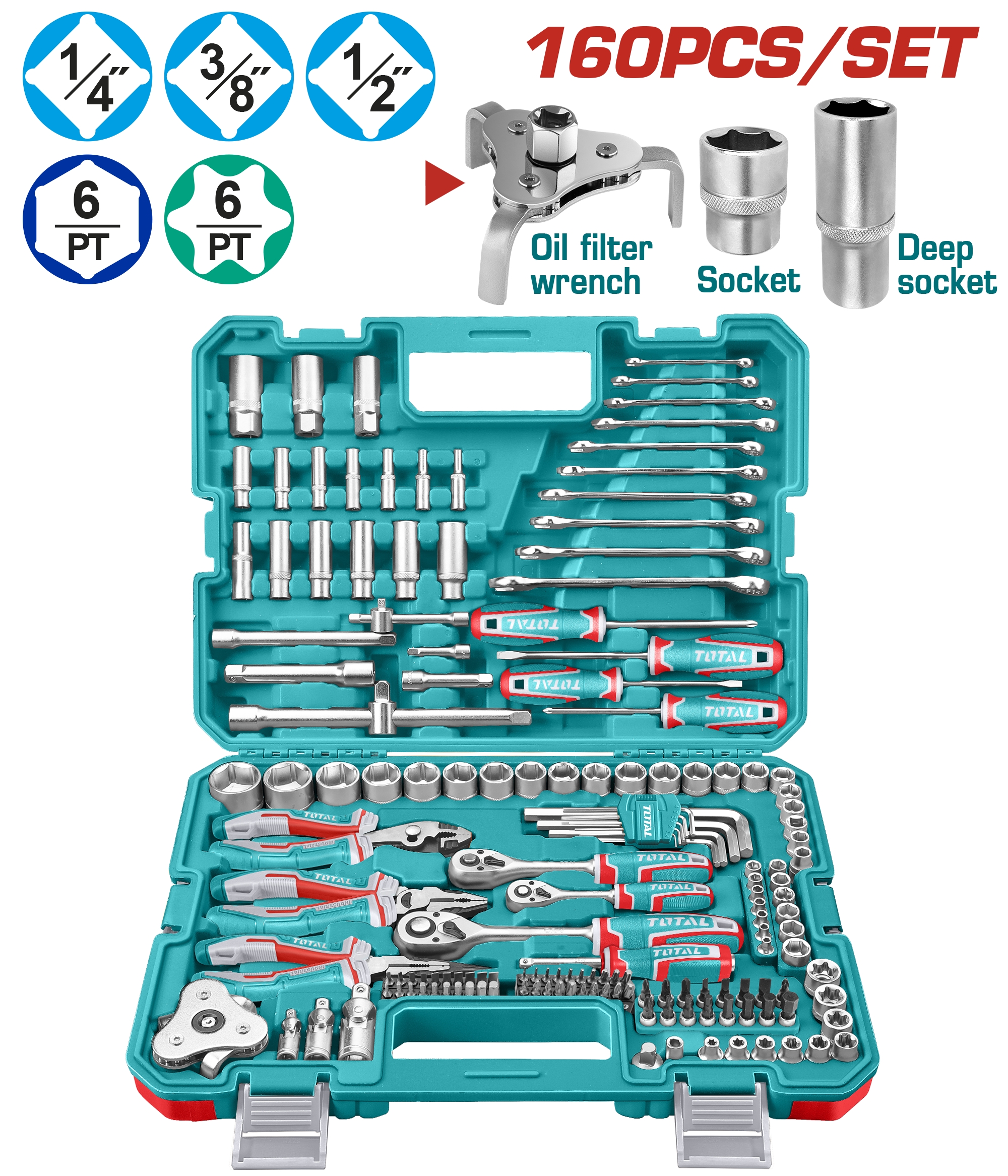 Bộ 160 công cụ kết hợp Total THKTHP61607