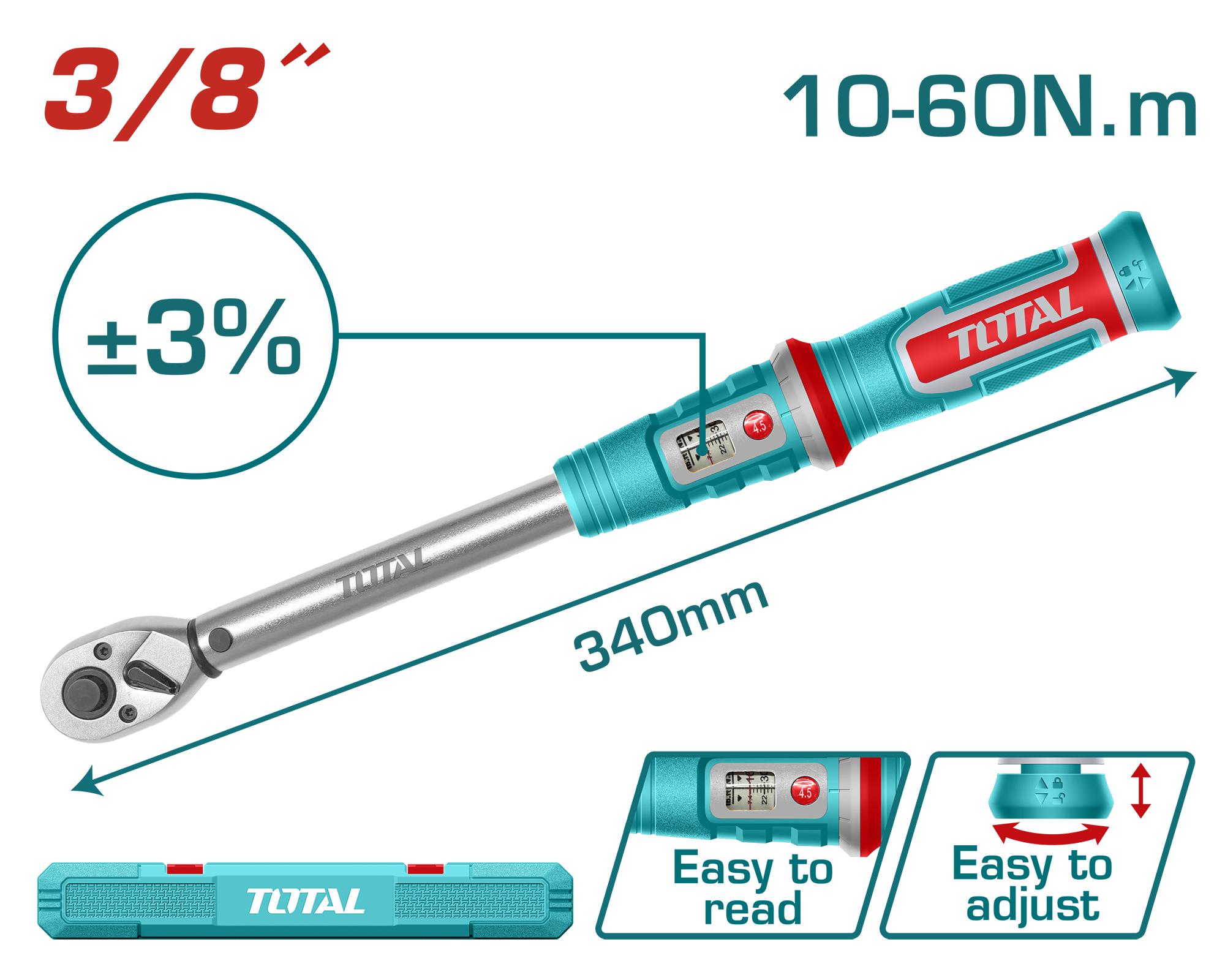 Cần siết lực cài đặt sẵn 3/8 inch Total THPTW3860N6