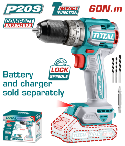 Máy khoan búa không chổi than dùng pin Lithium-Ion 20V Total TIDLI206021
