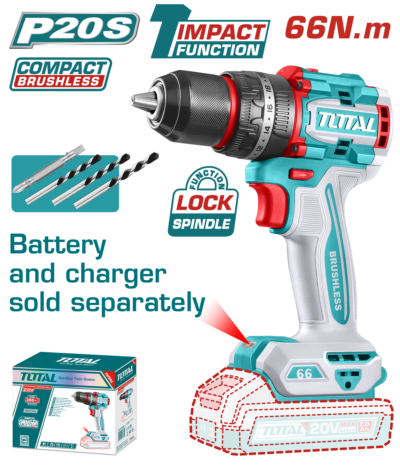 Máy khoan búa cầm tay không chổi than dùng pin Lithium-ion 20V Total TIDLI206681