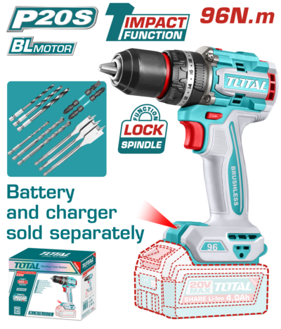 Máy khoan búa không chổi than dùng pin Lithium-Ion 20V Total TIDLI209681