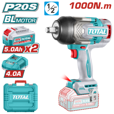 Máy siết buloong không chổi than dùng pin 20V Total 1000N.m TIWLI20100