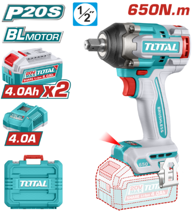 Máy siết buloong không chổi than dùng pin 20V Total TIWLI2065