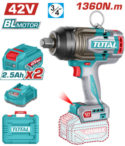Máy siết buloong không chổi than dùng pin 42V Total TIWLI421362
