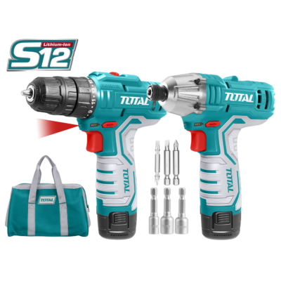 Bộ combo máy siết vít và máy khoan dùng pin 12V Total TKLI1201