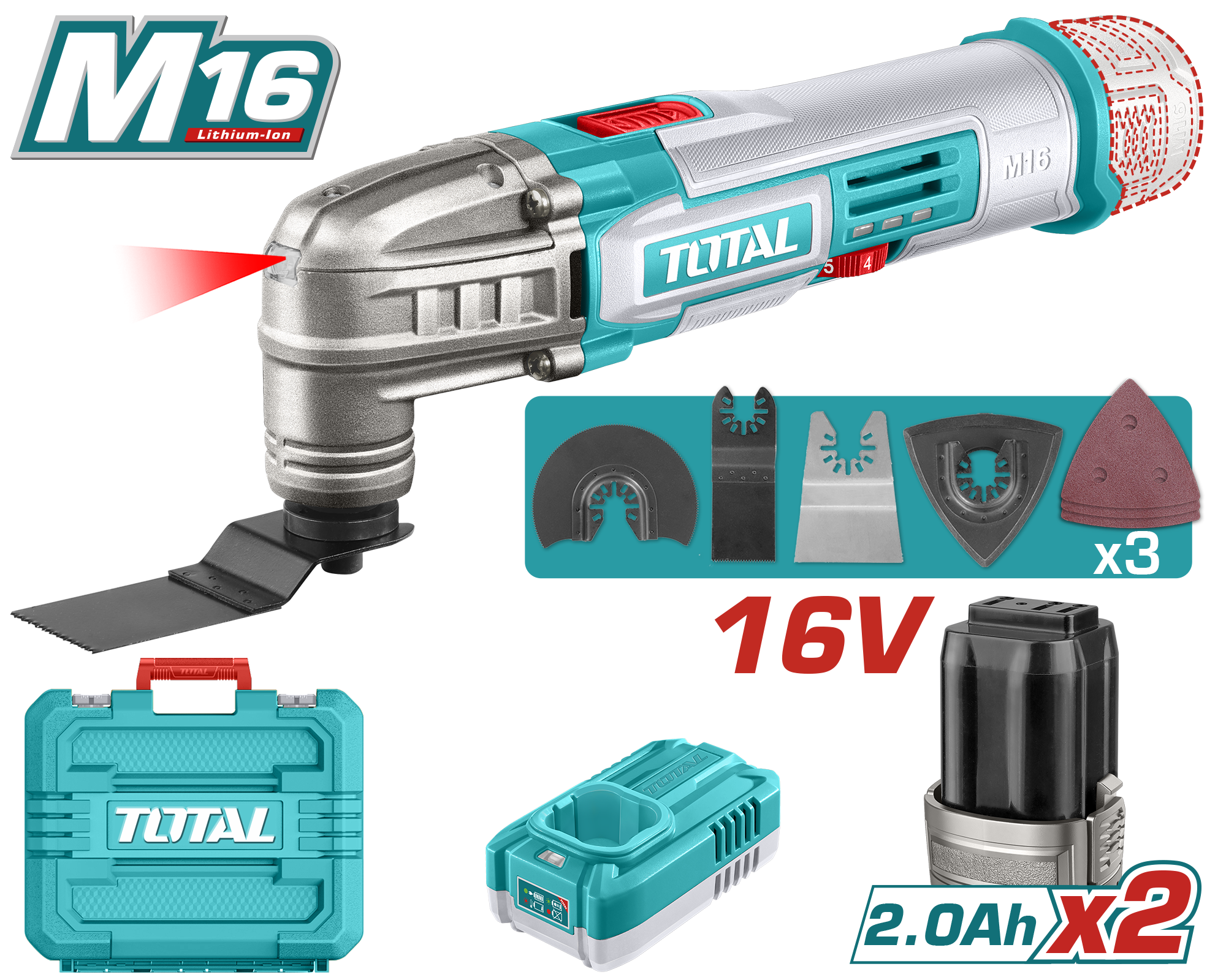 Máy cắt gọt đa năng cầm tay không chổi than dùng pin Lithium-ion 16V Total TMLI16222
