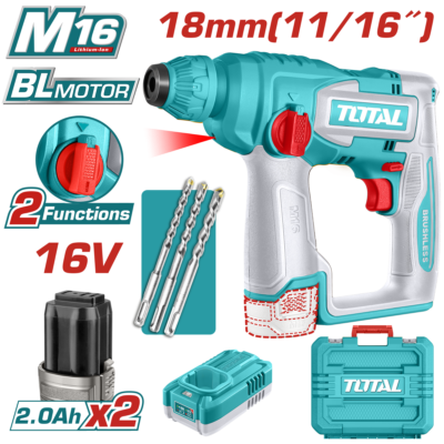 Máy khoan bê tông cầm tay không chổi than dùng pin Lithium-Ion 16V Total TRHLI16168