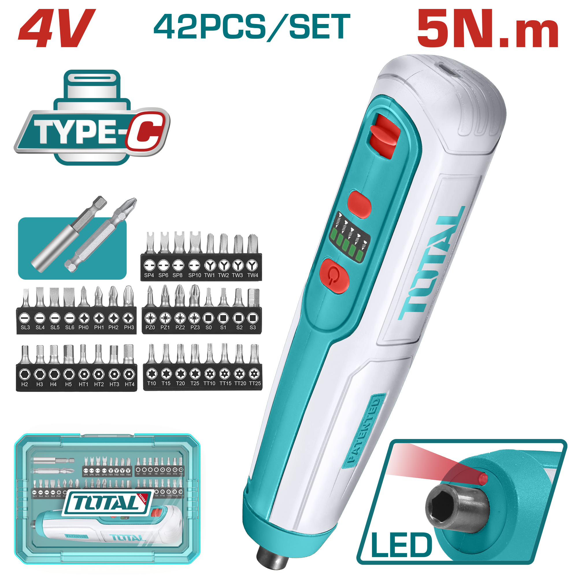 Máy siết vít dùng pin Lithium-Ion 4V Total TSDLI0406