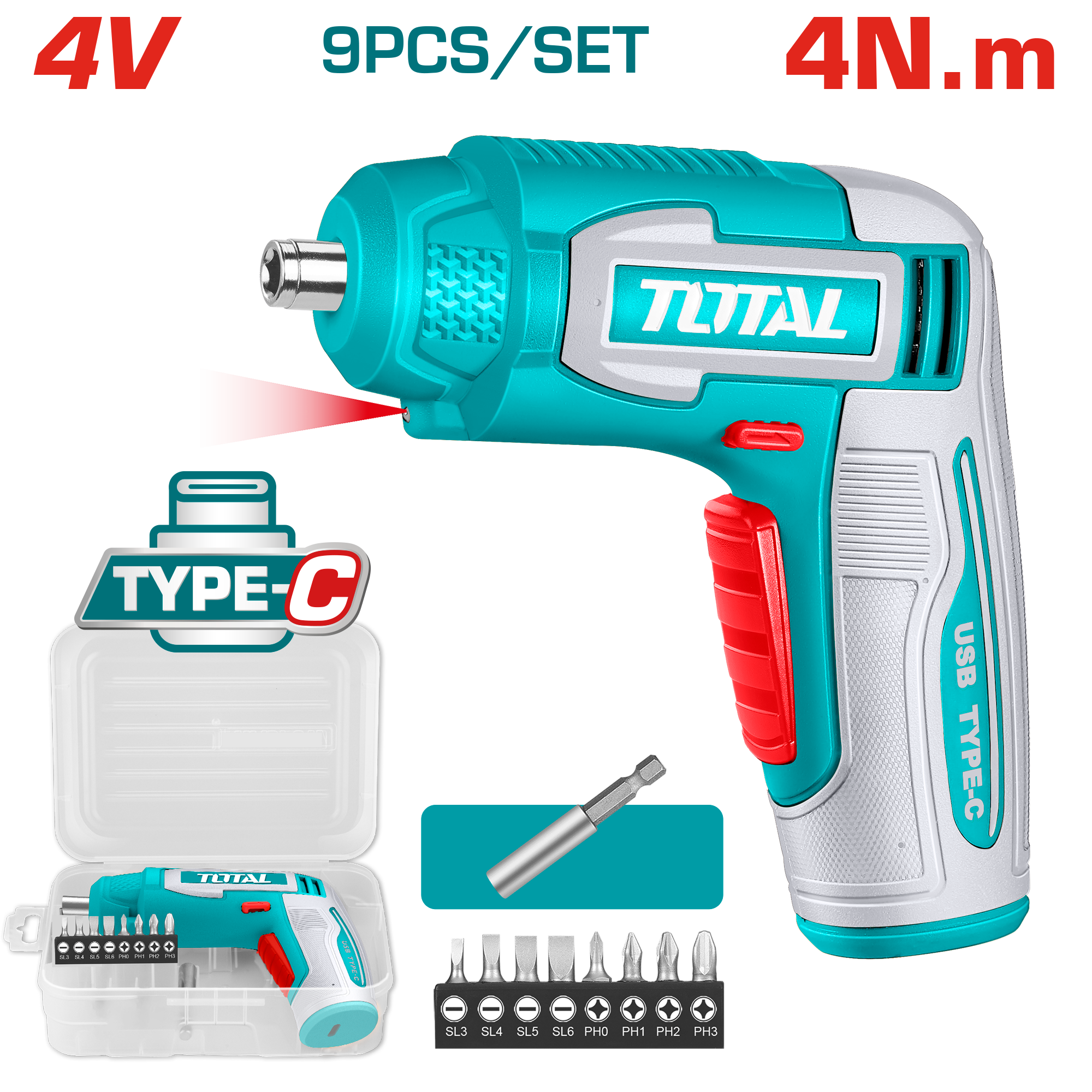 Máy siết vít cầm tay dùng pin Lithium-ion 4V Total TSDLI0458