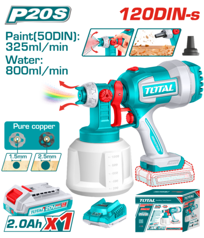 Máy phun sơn không chổi than dùng pin lithium-ion 20V Total TSGLI20042