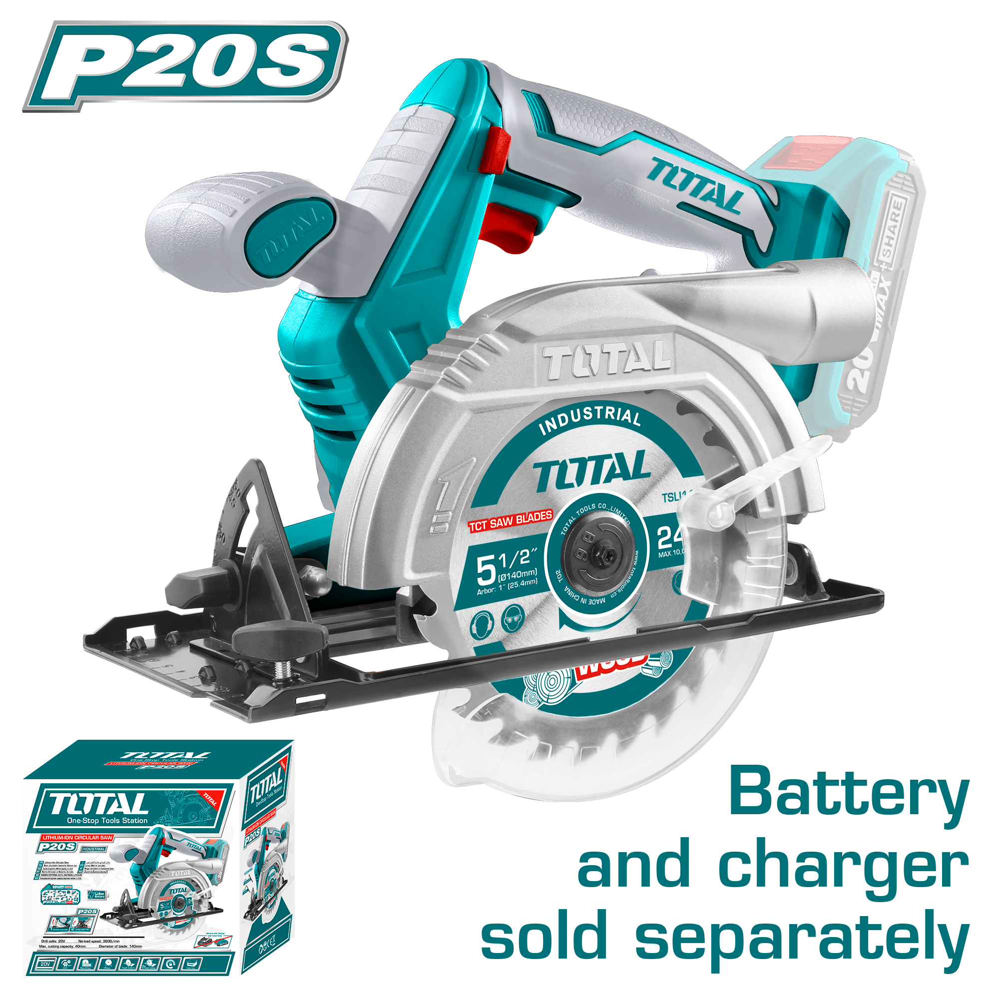 Máy cưa đĩa tròn dùng pin Lithium-Ion 20V hiệu Total TSLI1401