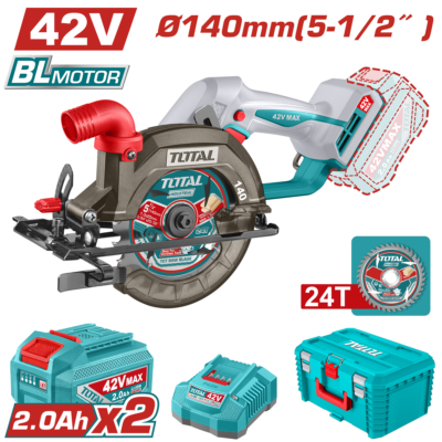 Máy cưa đĩa tròn cầm tay không chổi than dùng pin lithium-ion 42V - Hiệu Total TSLI4214012
