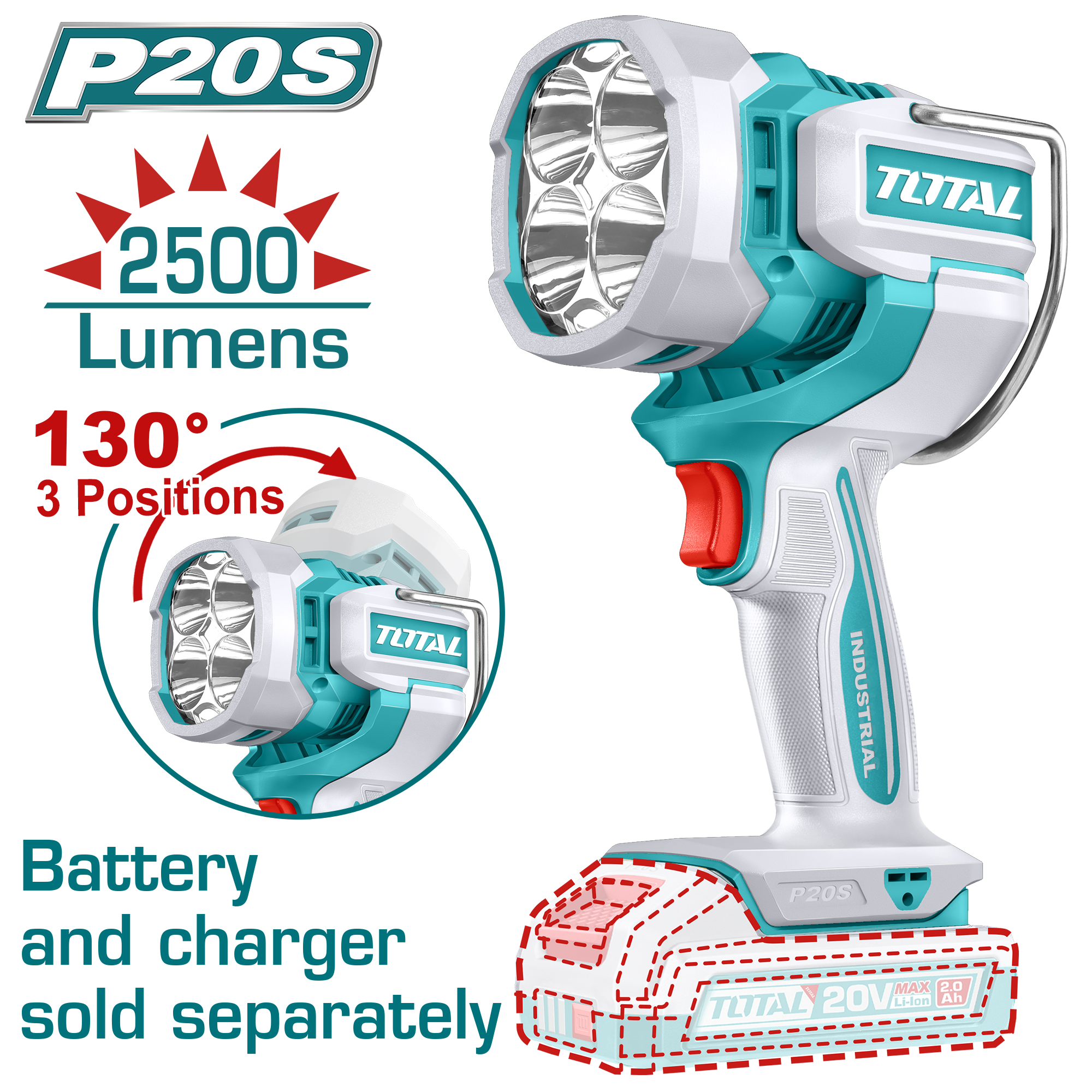 Đèn làm việc dùng pin 20V Total TWLI20885