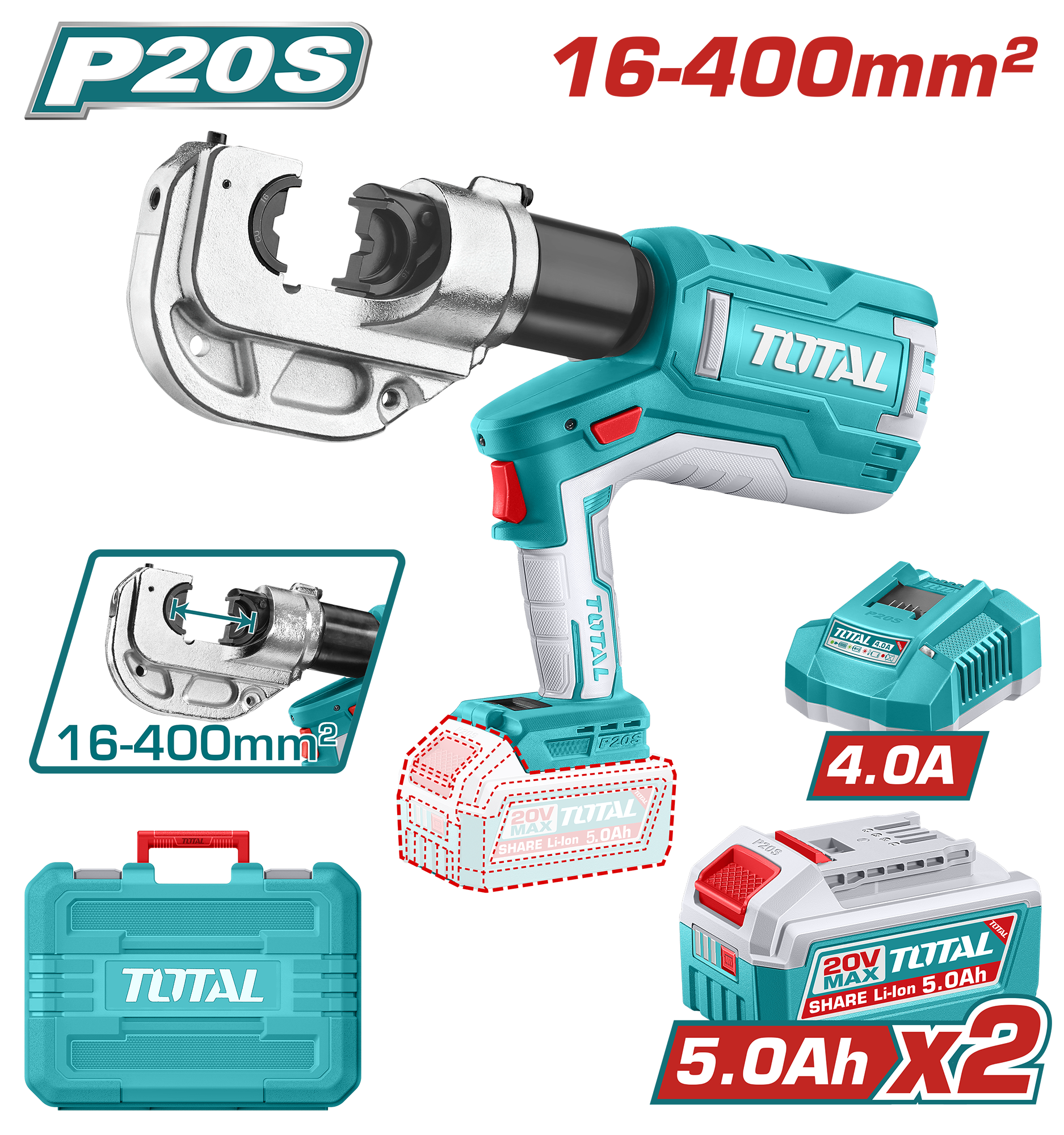 Máy ép cos thủy lực dùng pin Lithium-Ion 20V Total TCTLI2005