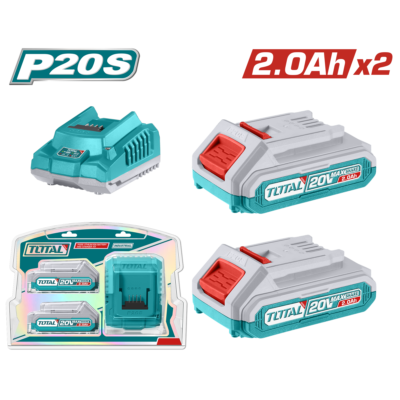 Bộ 2 pin TFBLI20011 và 1 sạc TFCLI2001 dùng pin Lithium-Ion 20V hiệu Total TFBCPK1222