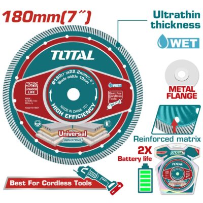 Đĩa cắt gạch siêu mỏng 180mm (kèm tán) Hiệu TOTAL TAC2151801
