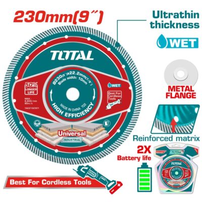 Đĩa cắt gạch siêu mỏng 230mm (kèm tán) Hiệu TOTAL TAC2152301