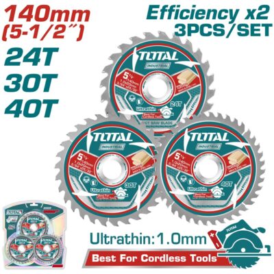 Bộ 3 lưỡi cưa TCT siêu mỏng 140mm Hiệu TOTAL TAC236140