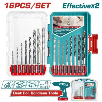 Bộ 16 mũi khoan kim loại, khoan tường và khoan gỗ Hiệu TOTAL TACSDL11608