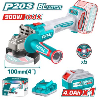 Máy mài góc không chổi than dùng pin Lithium-Ion 20V Hiệu Total TAGLI261021