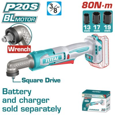 Máy siết buloong góc cầm tay không chổi than dùng pin Lithium-ion 20V (không kèm pin & sạc) Total TAIWLI2081