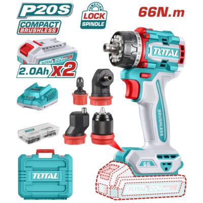 Máy siết khoan đầu đa năng không chổi than dùng pin 20V Total TDLI206686