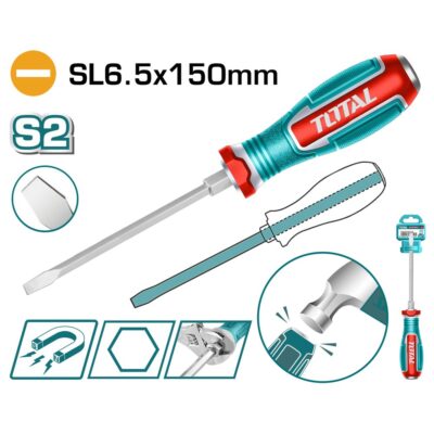 Tua vít dẹp đóng xuyên SL6.5x150mm Hiệu TOTAL TGTSL6150