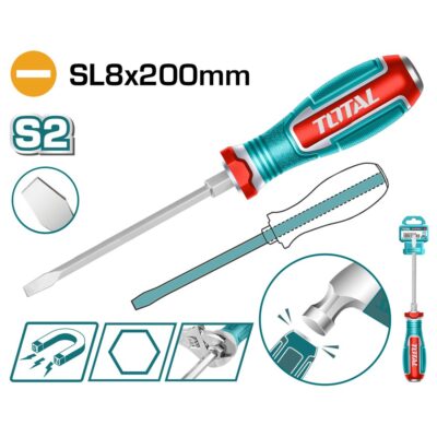 Tua vít dẹp đóng xuyên SL8x200mm Hiệu TOTAL TGTSL8200
