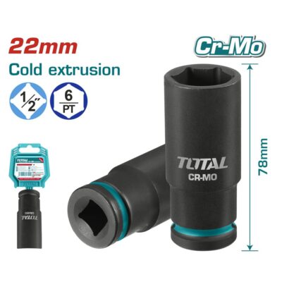 Đầu tuýp tác động sâu 1/2", 22mm (đầu cờ lê có thể thay đổi được) Hiệu TOTAL THDIS12222L