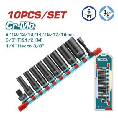 Bộ 10 đầu tuýp Deep Impact DR 3/8 inch Hiệu TOTAL THKISD38106L