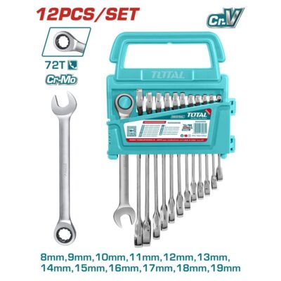 Bộ 12 cờ lê miệng vòng xoay chiều (không điều chỉnh được) Hiệu TOTAL THT102RK0126