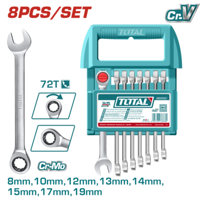 Bộ 8 cờ lê miệng vòng xoay chiều 8-19mm Hiệu TOTAL THT103RK086