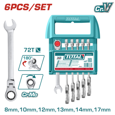 Bộ 6 cờ lê miệng vòng xoay chiều linh hoạt 8-17mm Hiệu TOTAL THT103RK566