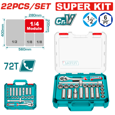 Bộ 22 đầu tuýp 1/2 inch Hiệu TOTAL THT121226
