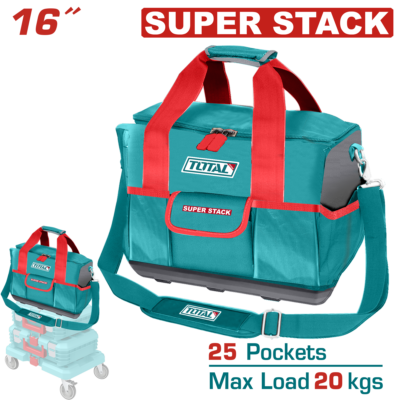Giỏ rỗng dùng đựng công cụ 16 inch 25 ngăn tải trọng 20kg có dây đeo vai Hiệu TOTAL THT16165