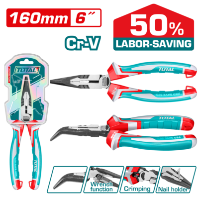 Kềm mũi nhọn mỏ cong cao cấp 160mm Hiệu TOTAL THT241608S