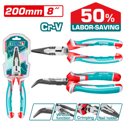 Kềm mũi nhọn mỏ cong cao cấp 200mm Hiệu TOTAL THT241808S