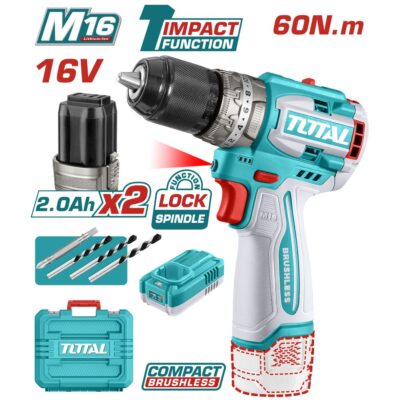 Máy khoan búa cầm tay không chổi than dùng pin Lithium-ion 16V Total TIDLI16682