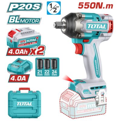 Máy siết bu lông cầm tay không chổi than dùng pin Lithium-ion 20V Total TIWLI2055